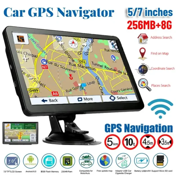 Navigation System Built-in Speaker 7 Inch HD Car GPS Navigation FM Transmitter Australia North America Europe Map Voice Reminder