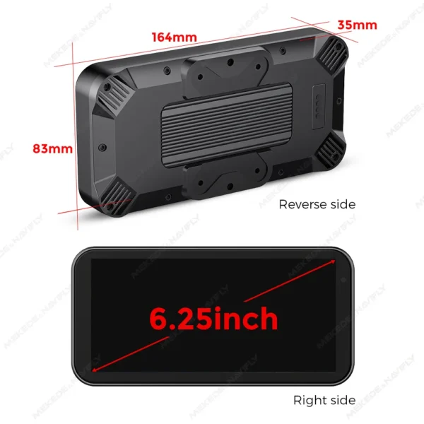 Portable 6.25 inch IP67 Waterproof Motorcycle GPS Navigation Wireless Carplay Android Auto DVR Drive Recorder Moto Monitor WIFI - Image 6