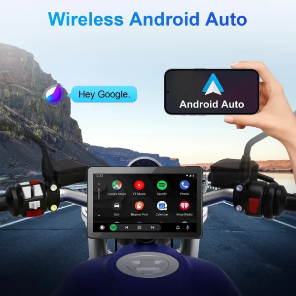 Wireless CarPlay and Android Auto for Motorcycle 7 Inch Carplay Dual Bluetooth Waterproof Portable Car Play GPS Navigation Siri - Image 4