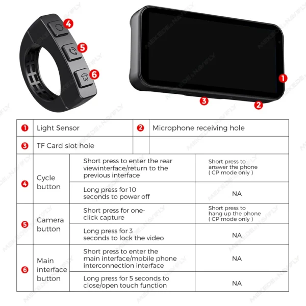 Portable 6.25 inch IP67 Waterproof Motorcycle GPS Navigation Wireless Carplay Android Auto DVR Drive Recorder Moto Monitor WIFI - Image 5